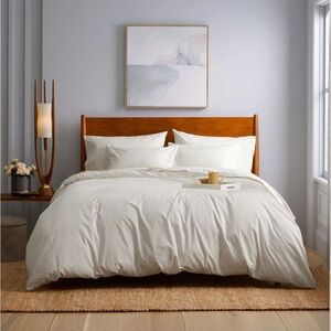 NWT QUINCE Classic Organic Percale Duvet Cover King/Cal King Sand